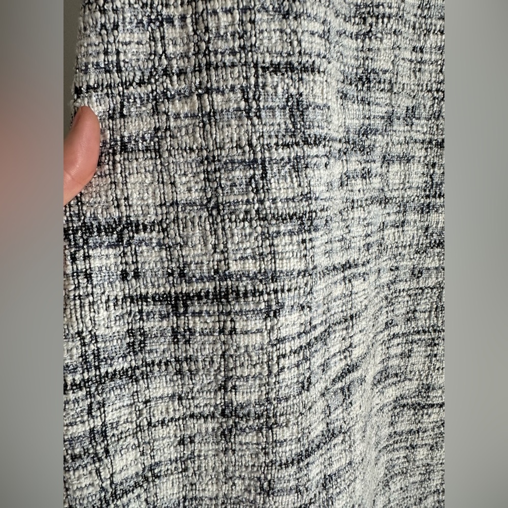 LOFT Black White Tweed Shift Dress | Parisian Chic Mini | Textured Bouclé Style - Picture 8 of 9